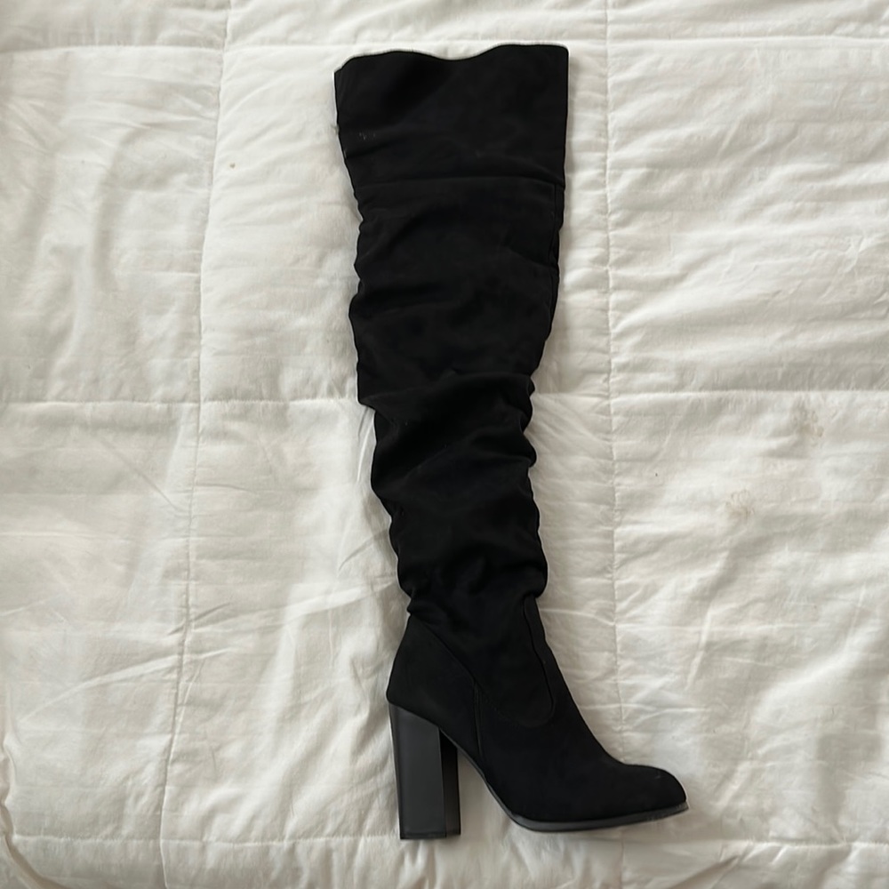 Fashion nova knee high square heel boot